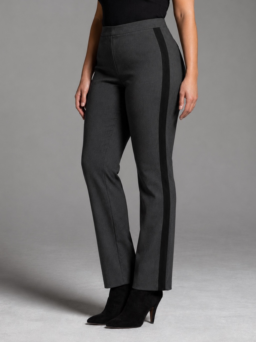 Narciso Rodriguez Design Nation Charcoal & Black tuxedo pants Tag Detail NWT $44